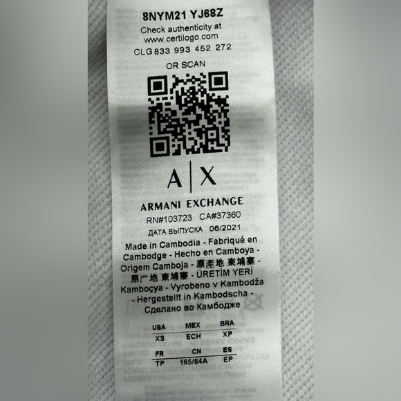 Armani Exchange ICON LOGO ZIP UP HOODED SWEATSHIRT - Picture 10 of 10